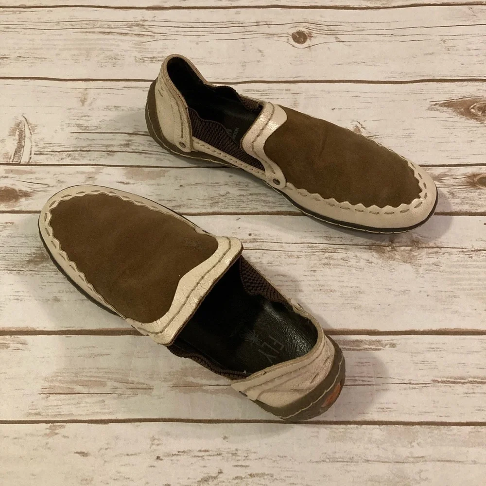 Fly London Brown Leather Slip On Loafers 42/9
